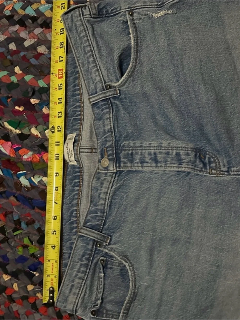 Abercrombie & Fitch Blue Jean The Dad Short High Rise Womens Plus Size 20 Frayed